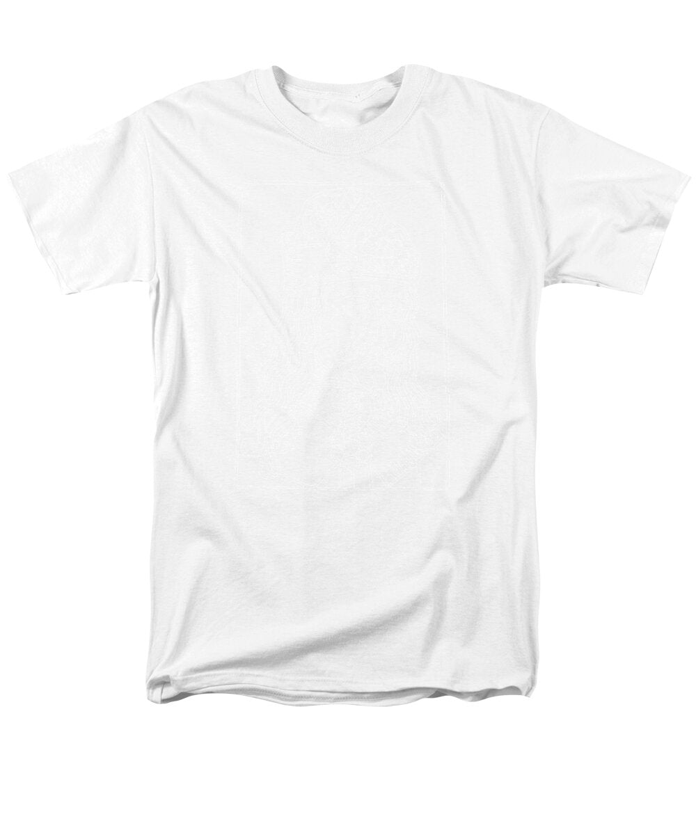 Men's graphic T-shirt in white, plain front with no visible design