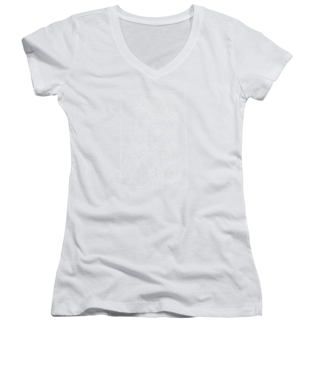 White women's V-neck T-shirt, plain front