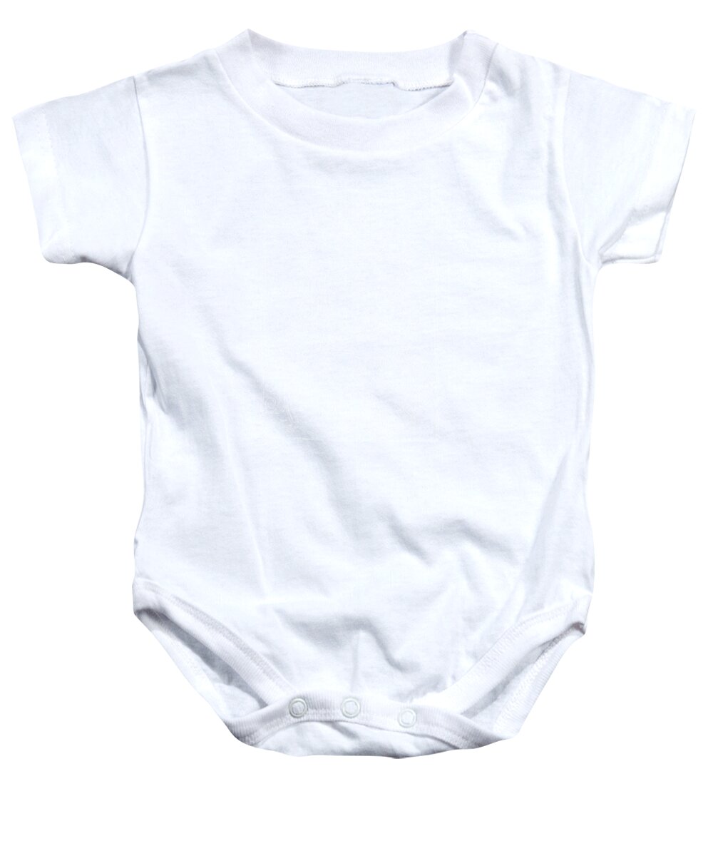 White baby onesie bodysuit with short sleeves and snap buttons