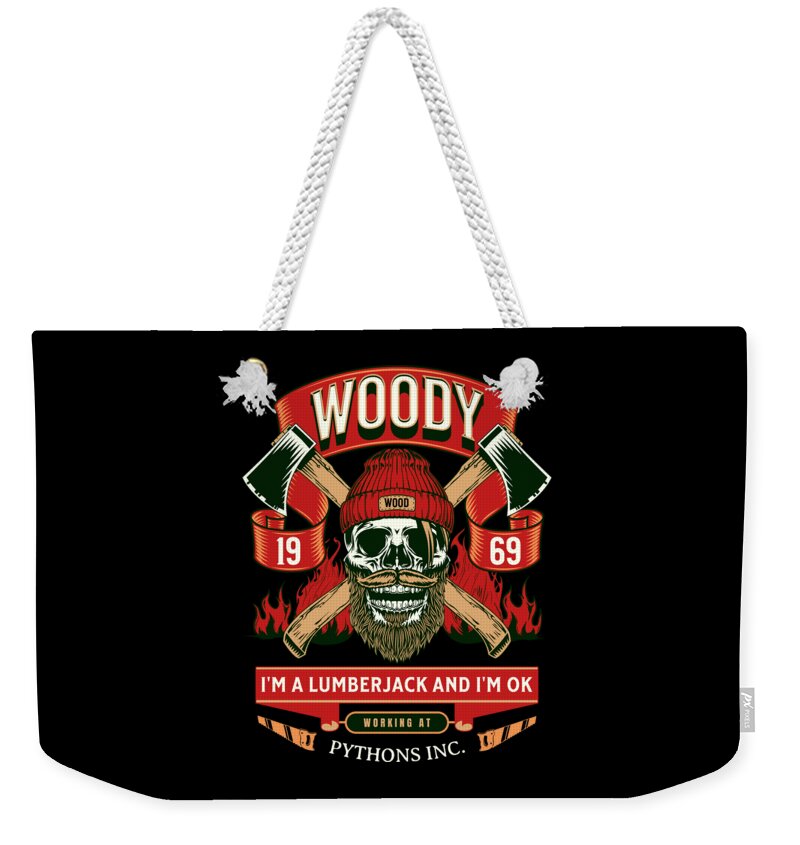 Weekender tote bag with front graphic and white rope handles