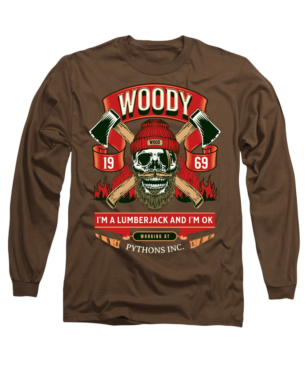Brown long sleeve t-shirt with Woody lumberjack graphic on the front